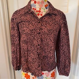 Poofy Sleeve Pink Floral Blouse